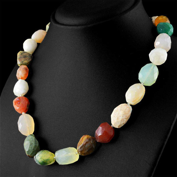 gemsmore:Single Strand Multicolor Multi Gemstone Necklace Natural Faceted Untreated Beads