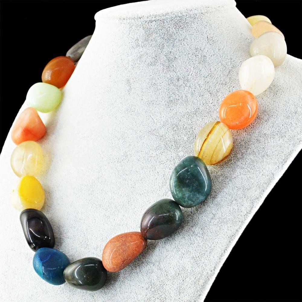 gemsmore:Single Strand Multicolor Multi Gemstone Necklace Natural Untreated Beads