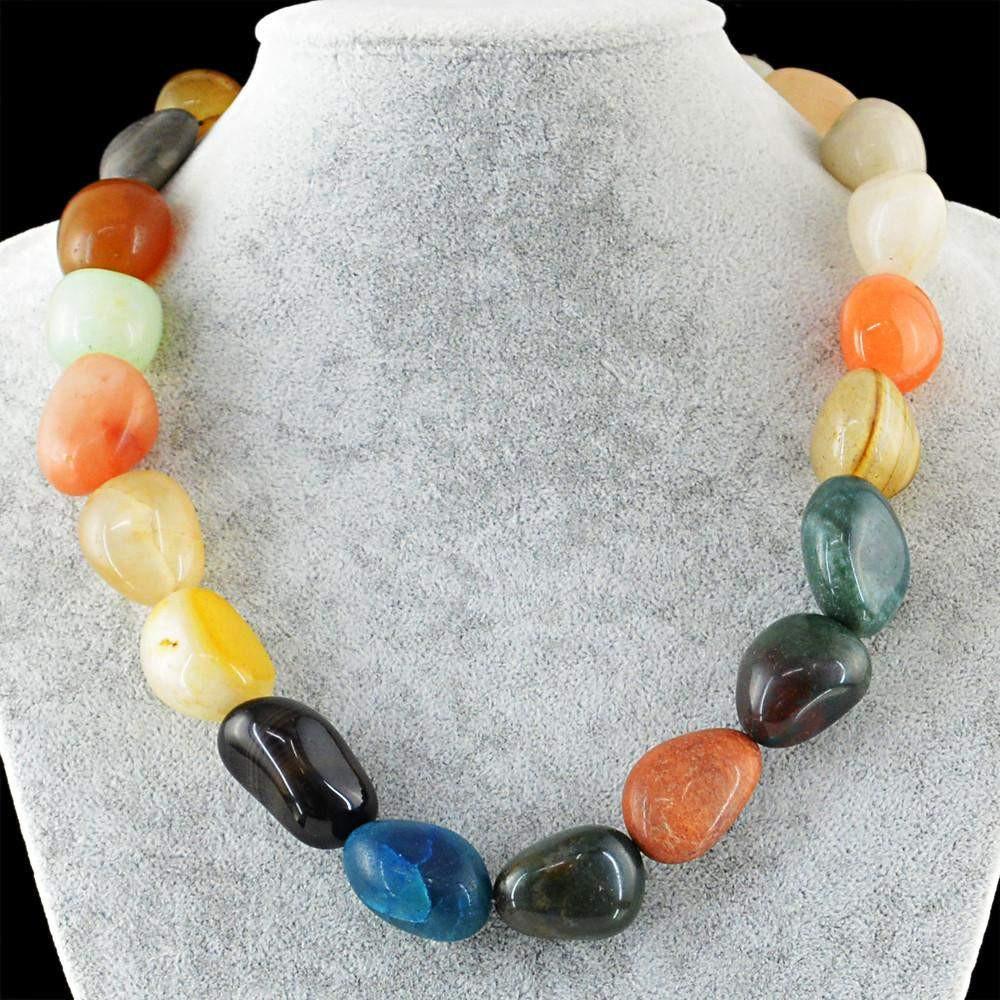 gemsmore:Single Strand Multicolor Multi Gemstone Necklace Natural Untreated Beads