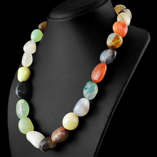gemsmore:Single Strand Multicolor Multi Gemstone Necklace Natural Untreated Beads