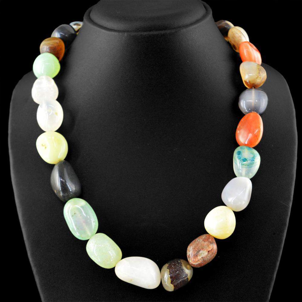 gemsmore:Single Strand Multicolor Multi Gemstone Necklace Natural Untreated Beads