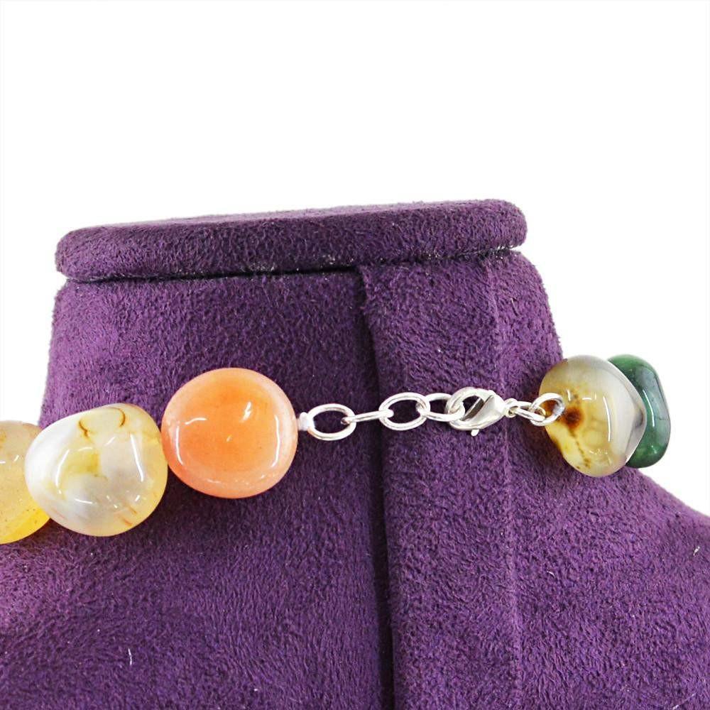 gemsmore:Single Strand Multicolor Multi Gemstone Necklace Untreated Beads