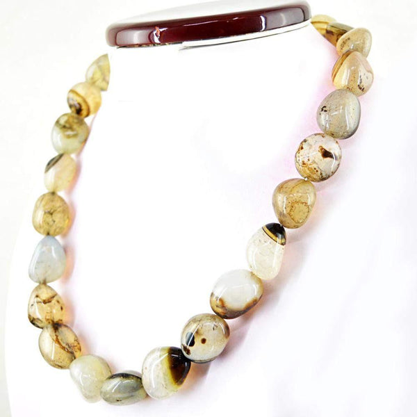 gemsmore:Single Strand Onyx Necklace Natural Untreated Beads