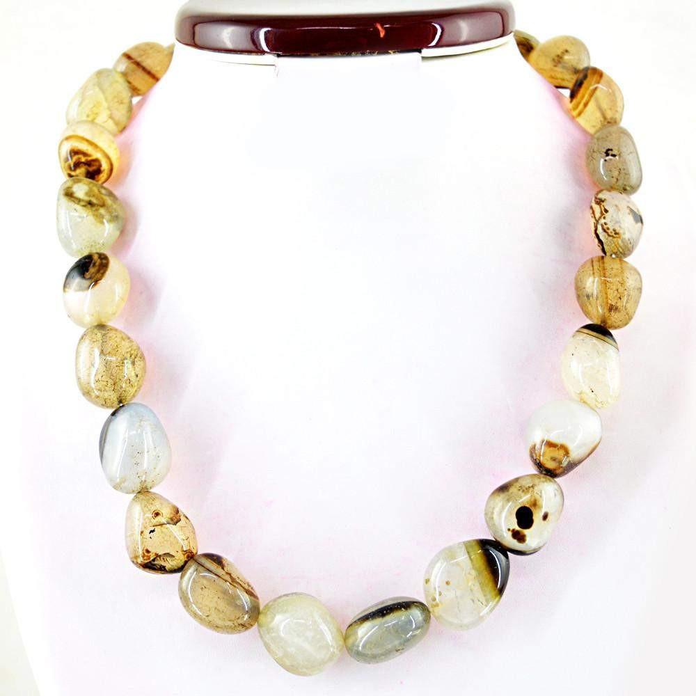 gemsmore:Single Strand Onyx Necklace Natural Untreated Beads