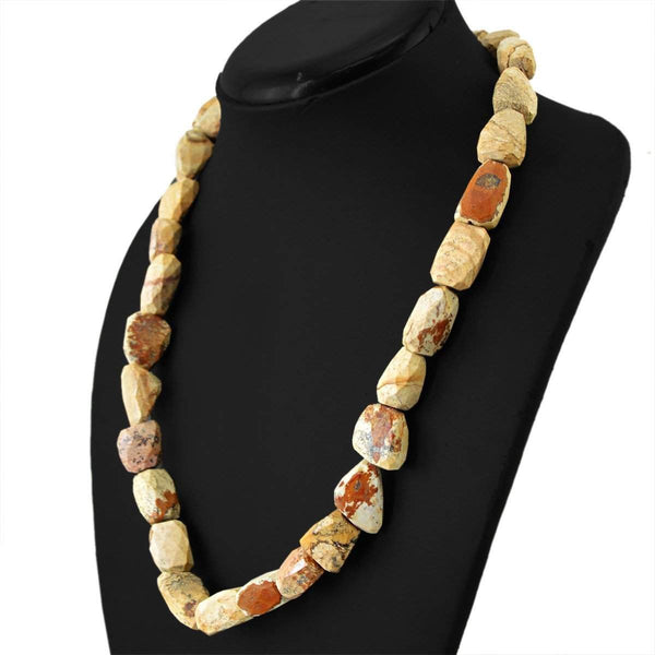 gemsmore:Single Strand Picture Jasper Necklace Natural Faceted Beads