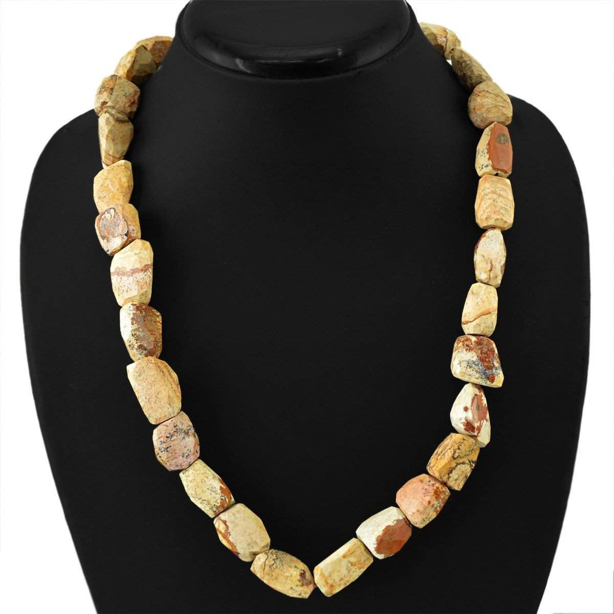 gemsmore:Single Strand Picture Jasper Necklace Natural Faceted Beads