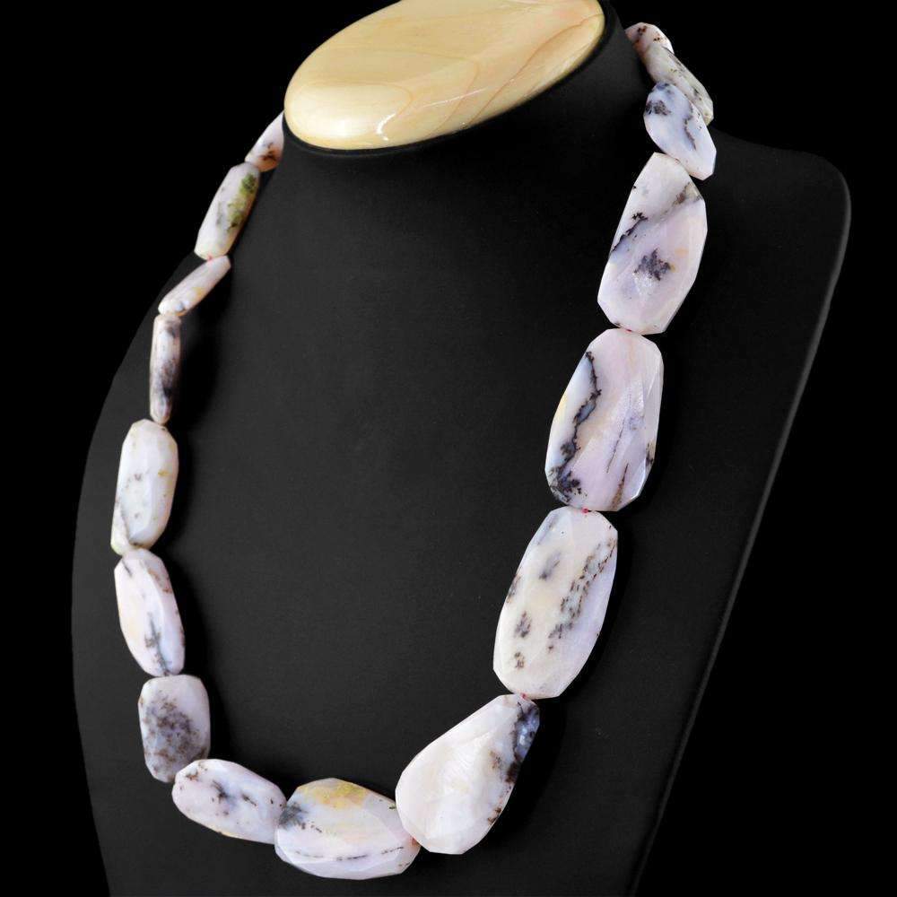 gemsmore:Single Strand Pink Australian Opal Necklace - Natural Faceted Beads