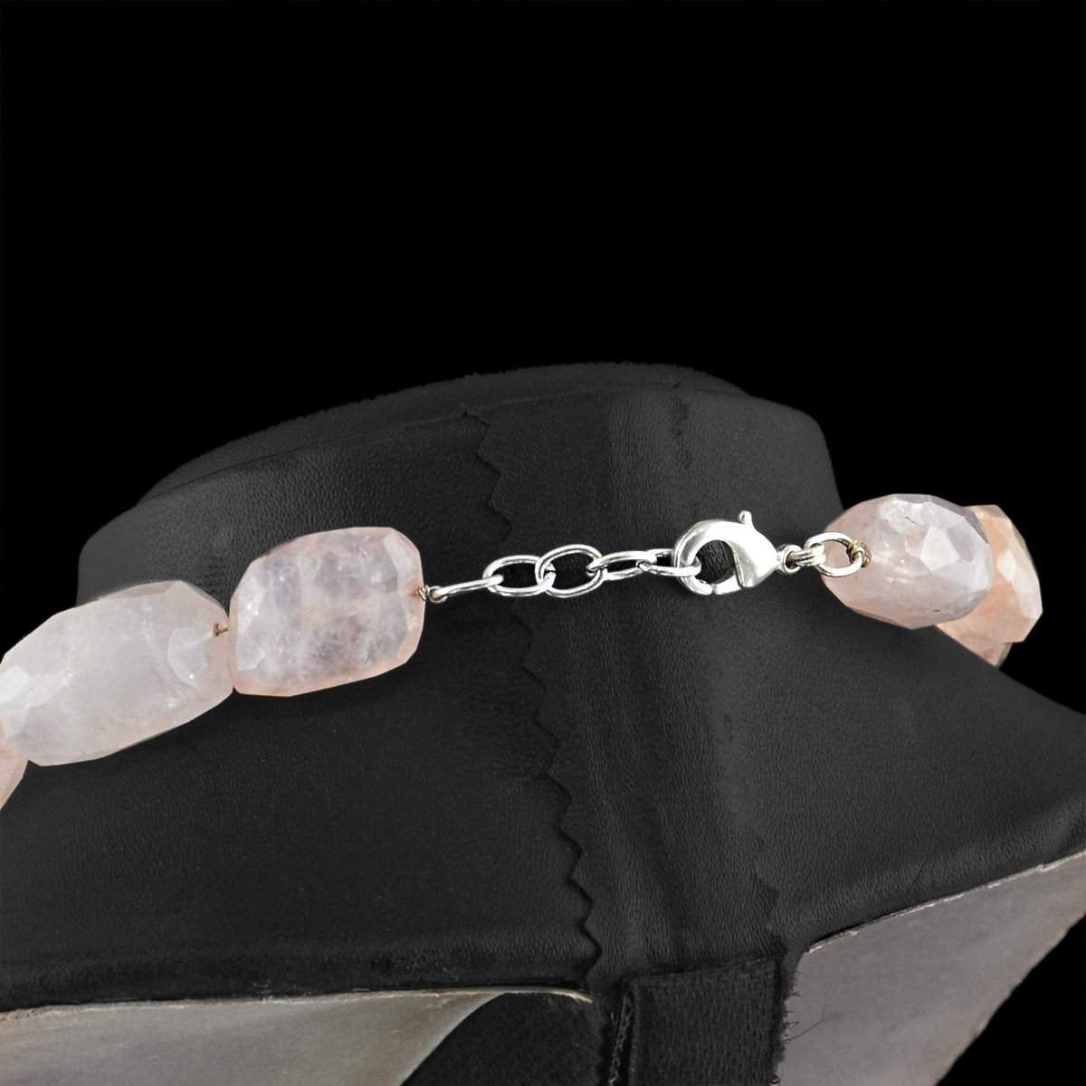 gemsmore:Single Strand Pink Rose Quartz Necklace Natural Faceted Beads