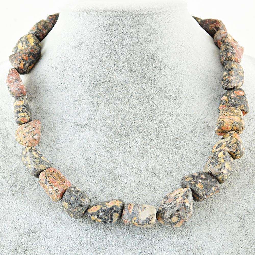 gemsmore:Single Strand Poppy Jasper Necklace Natural Faceted Beads
