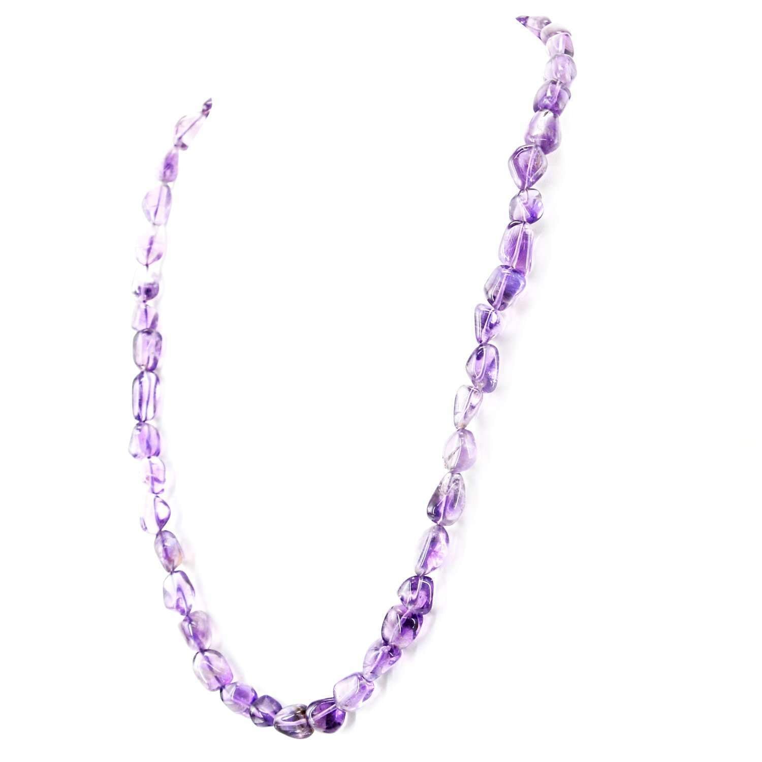 gemsmore:Single Strand Purple Amethyst Necklace Natural Unheated Beads