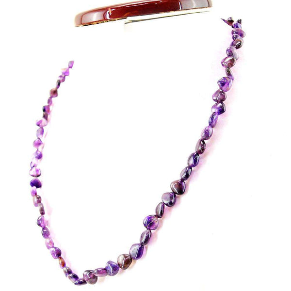 gemsmore:Single Strand Purple Amethyst Necklace Natural Untreated Beads