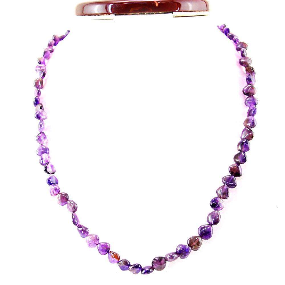 gemsmore:Single Strand Purple Amethyst Necklace Natural Untreated Beads