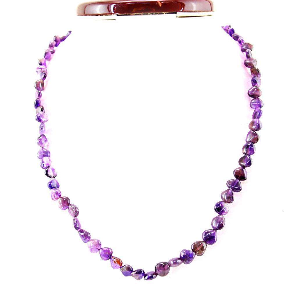 gemsmore:Single Strand Purple Amethyst Necklace Natural Untreated Beads