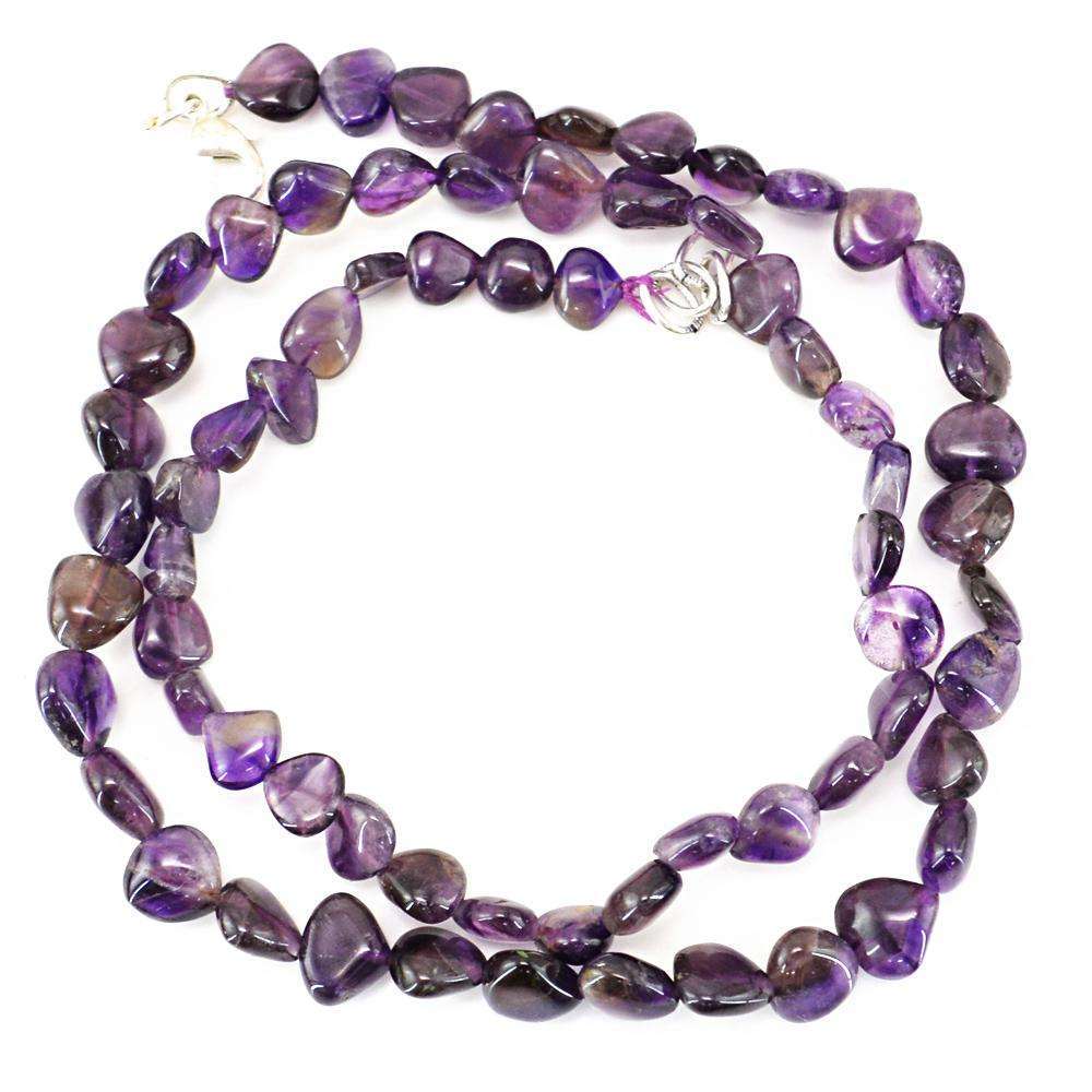 gemsmore:Single Strand Purple Amethyst Necklace Natural Untreated Beads