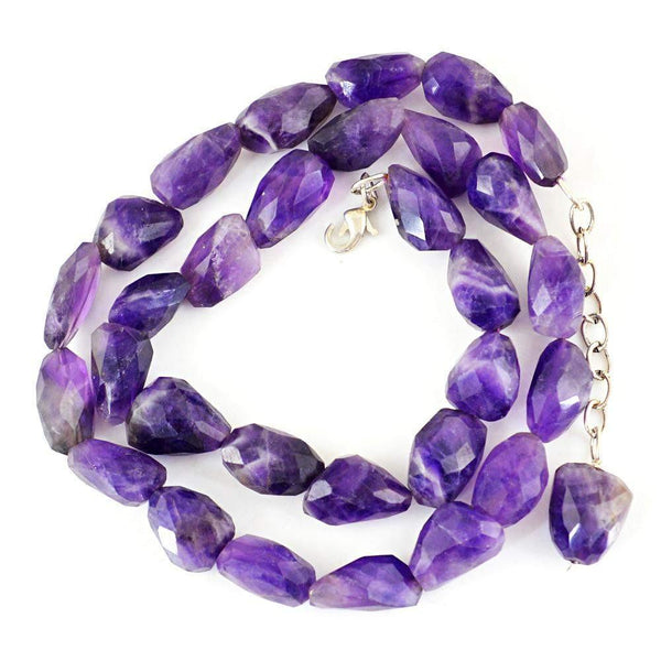 gemsmore:Single Strand Purple Amethyst Necklace Natural Untreated Faceted Beads