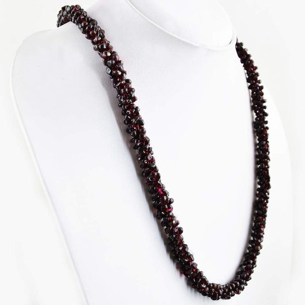 gemsmore:Single Strand Red Garnet Necklace Natural Untreated Beads