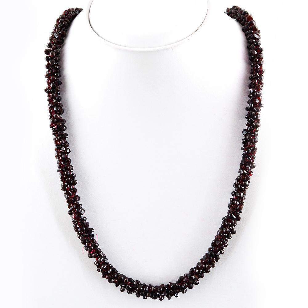 gemsmore:Single Strand Red Garnet Necklace Natural Untreated Beads