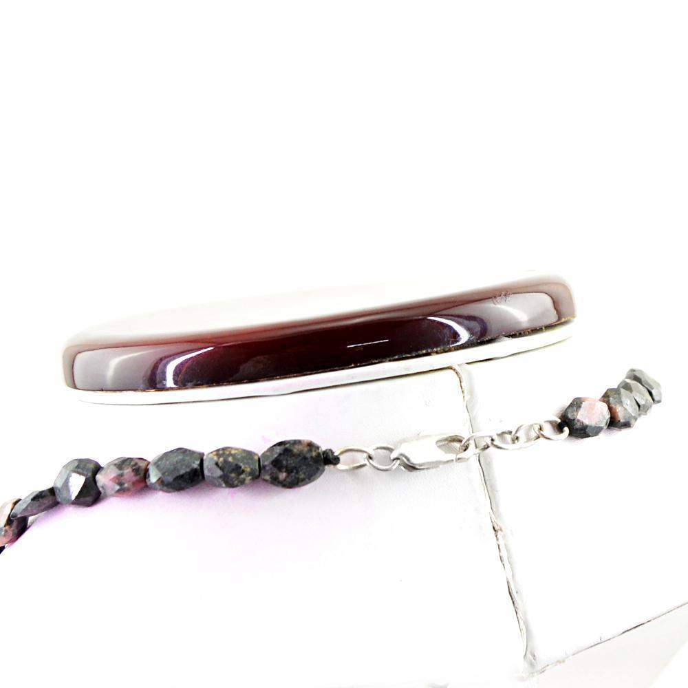 gemsmore:Single Strand Rhodonite Necklace Natural Untreated Faceted Beads