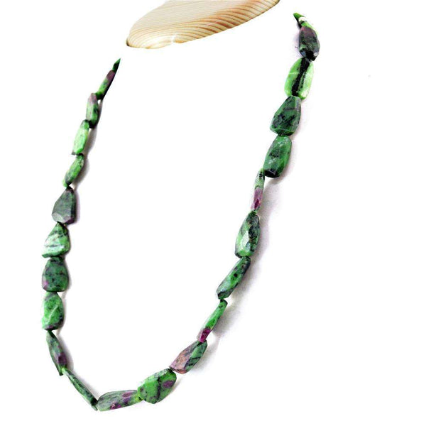 gemsmore:Single Strand Ruby Ziosite Necklace Natural Faceted Beads