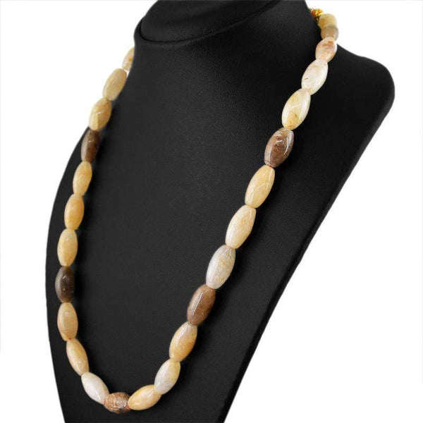 gemsmore:Single Strand Rutile Quartz Necklace Natural Untreated Beads