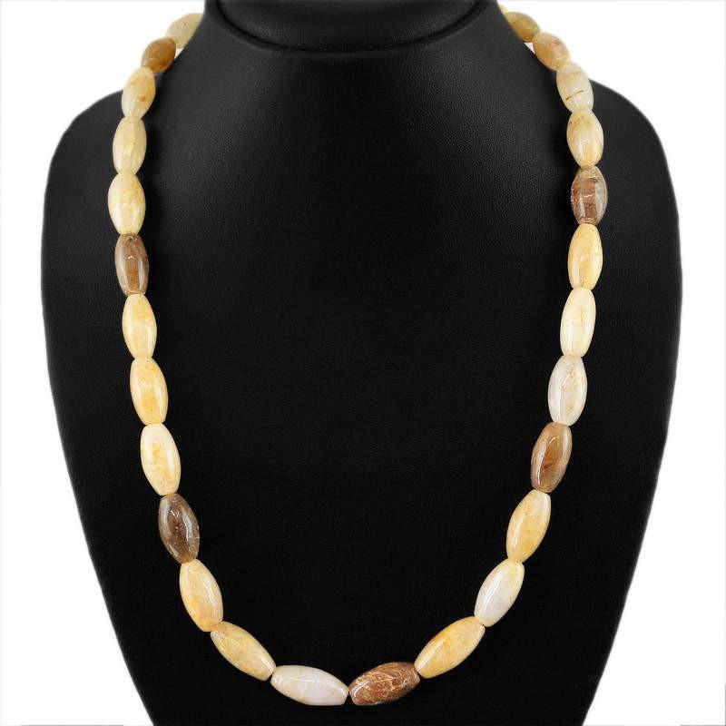 gemsmore:Single Strand Rutile Quartz Necklace Natural Untreated Beads