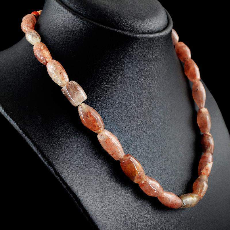 gemsmore:Single Strand Rutile Quartz Necklace Natural Untreated Beads