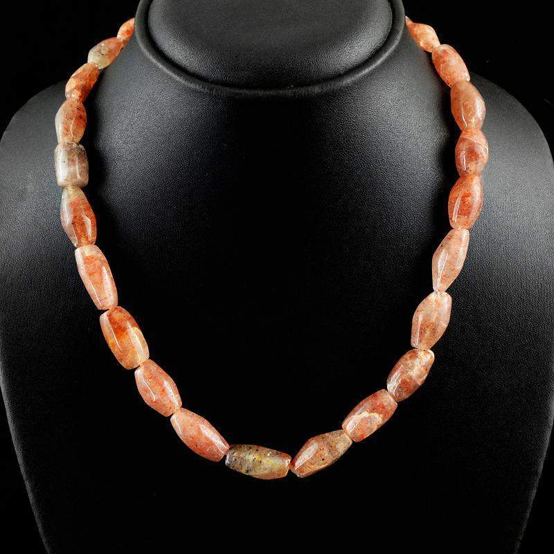 gemsmore:Single Strand Rutile Quartz Necklace Natural Untreated Beads