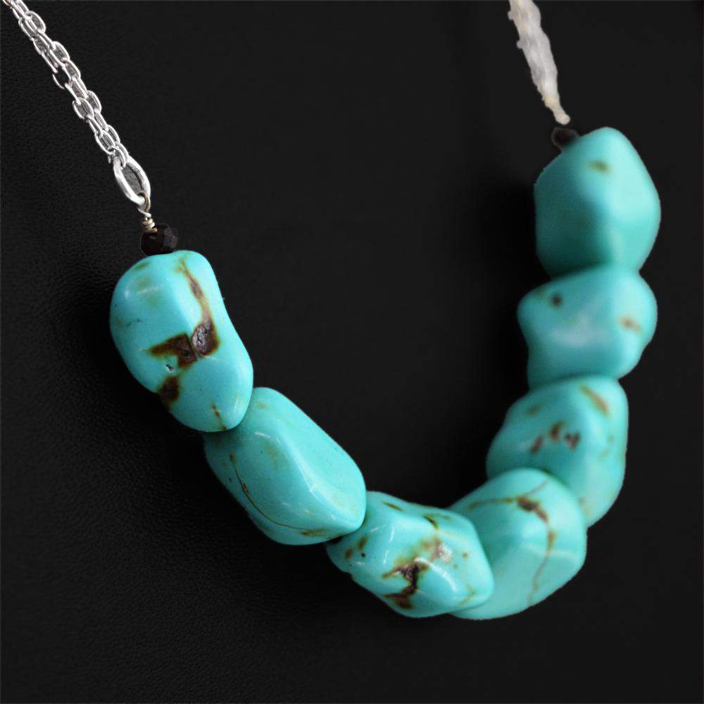 gemsmore:Single Strand Turquoise Necklace Natural Untreated Beads