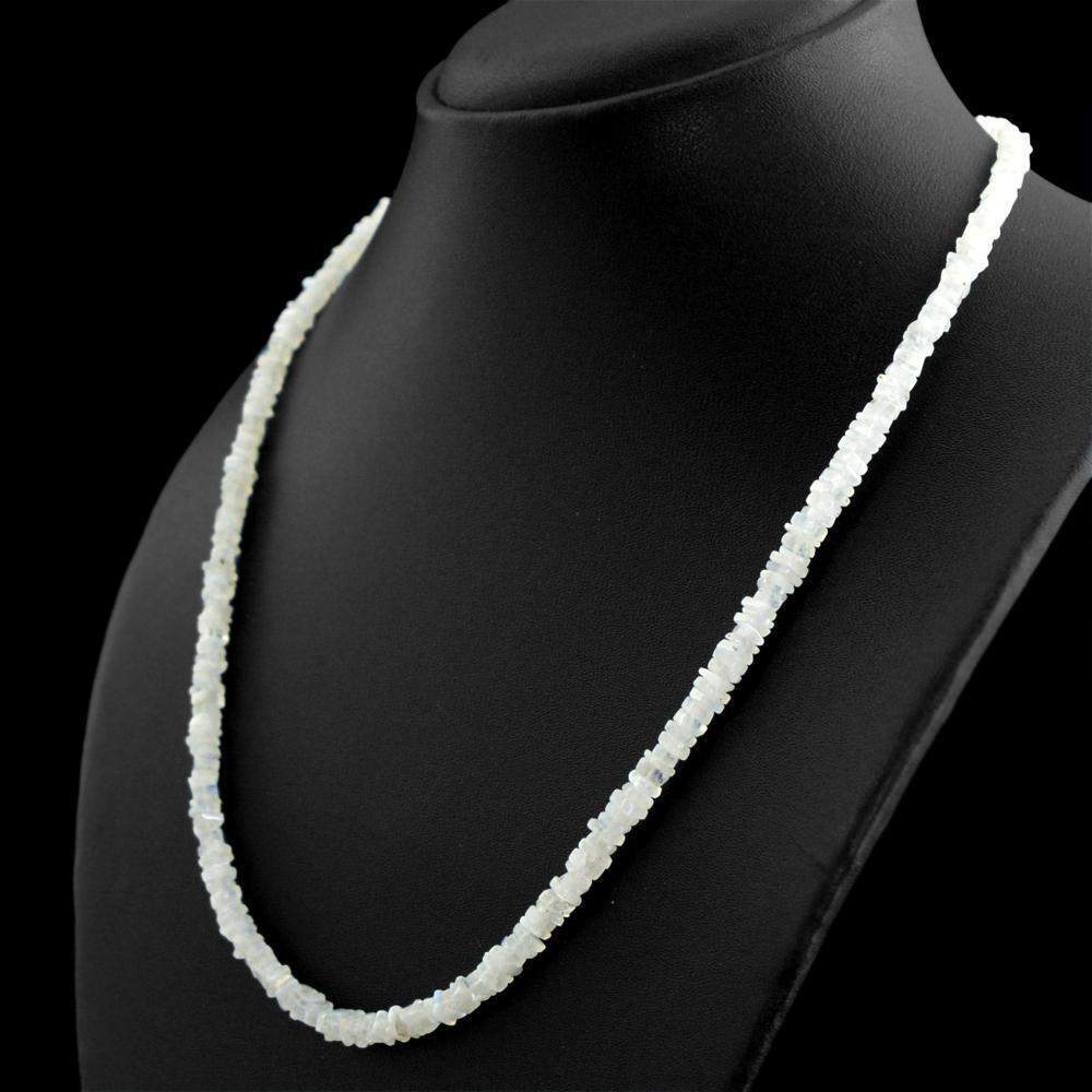 gemsmore:Single Strand White Moonstone Necklace Natural Untreated Beads