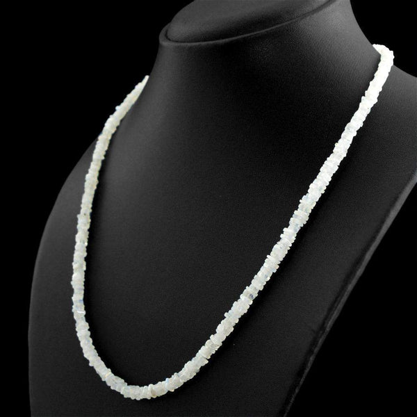 gemsmore:Single Strand White Moonstone Necklace Natural Untreated Beads