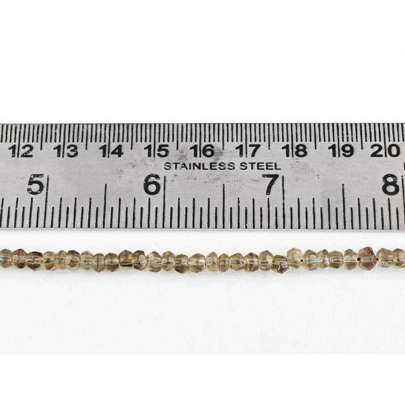 gemsmore:Smoky Quartz Beads Strand - Natural Faceted Round Shape Drilled