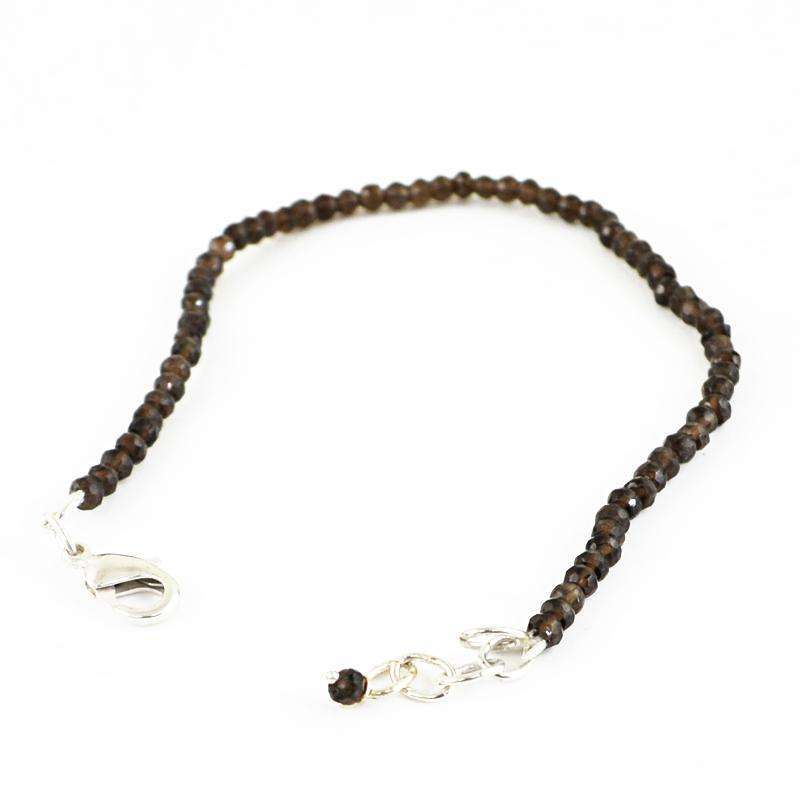 gemsmore:Smoky Quartz Bracelet Natural Round Shape Faceted Beads