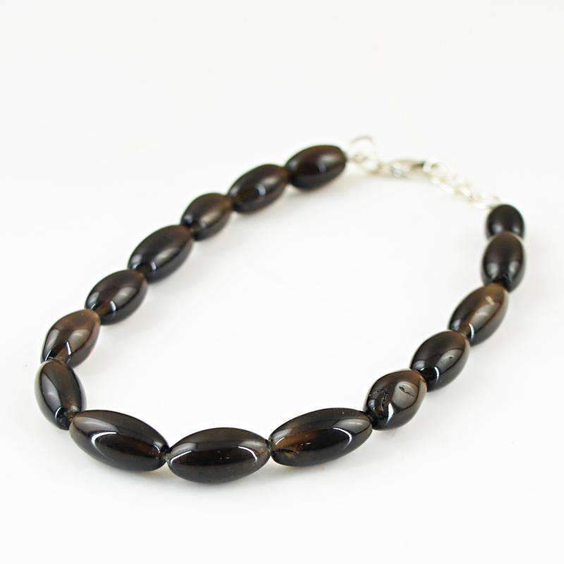 gemsmore:Smoky Quartz Bracelet Natural Untreated Beads