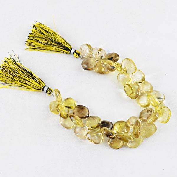 gemsmore:Smoky Quartz Drilled Beads Strand Natural Pear Shape