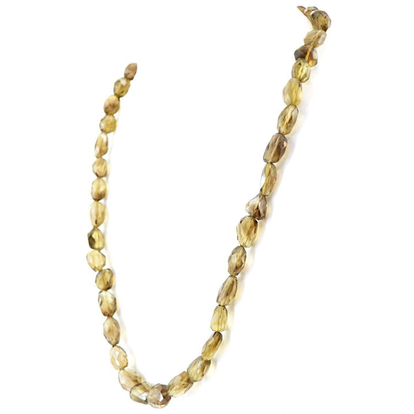 gemsmore:Smoky Quartz Necklace Natural 20 Inches Long Faceted Beads