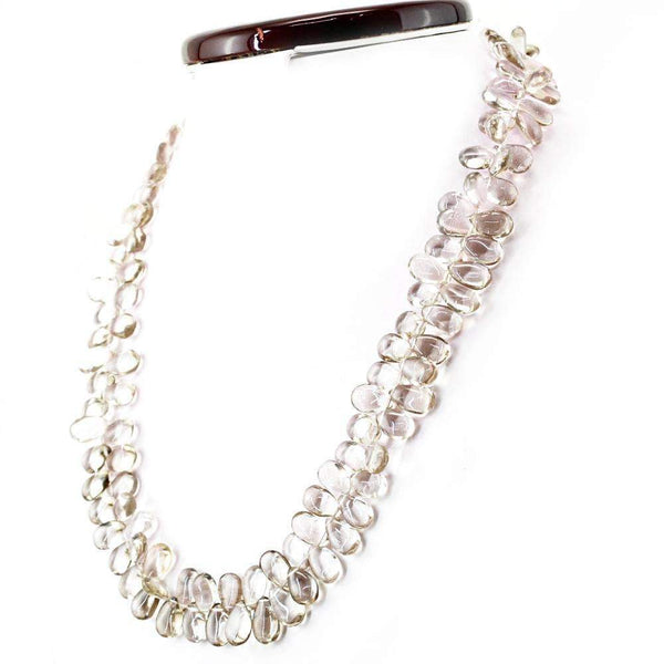 gemsmore:Smoky Quartz Necklace Natural 20 Inches Long Single Strand Pear Shape Beads