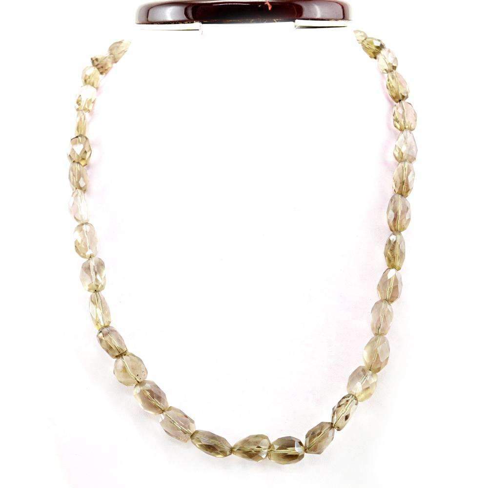 gemsmore:Smoky Quartz Necklace Natural Faceted Beads