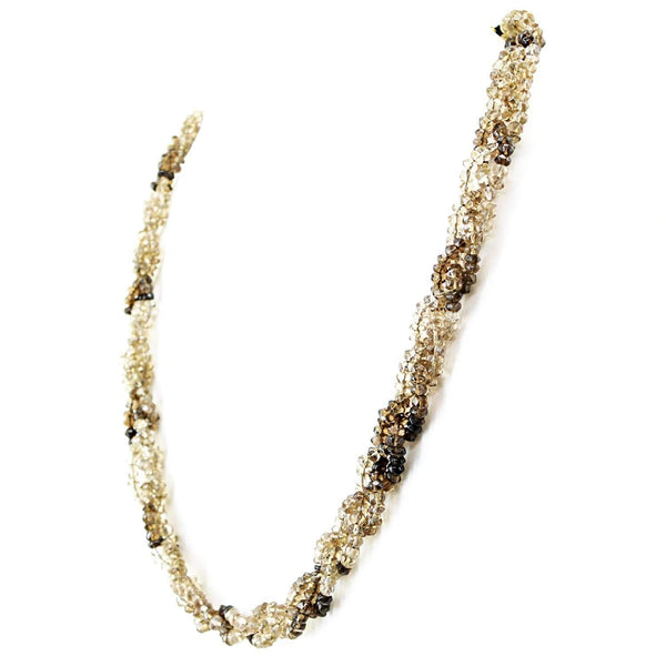 gemsmore:Smoky Quartz Necklace Natural Round Cut Beads
