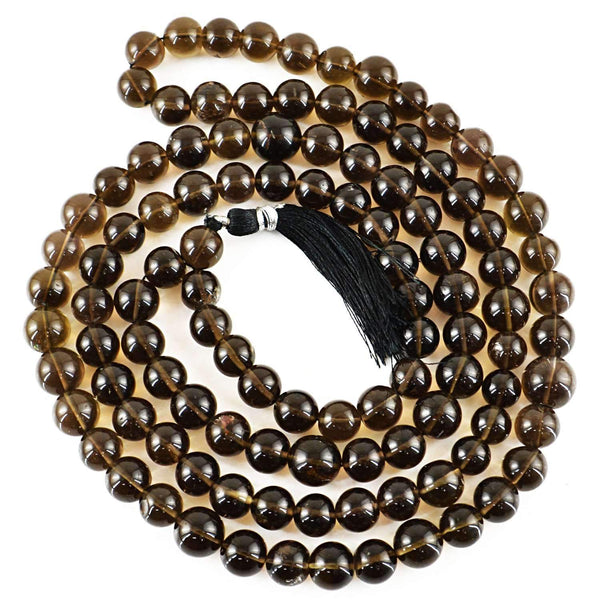 gemsmore:Smoky Quartz Prayer Mala Natural Untreated 108 Beads Necklace