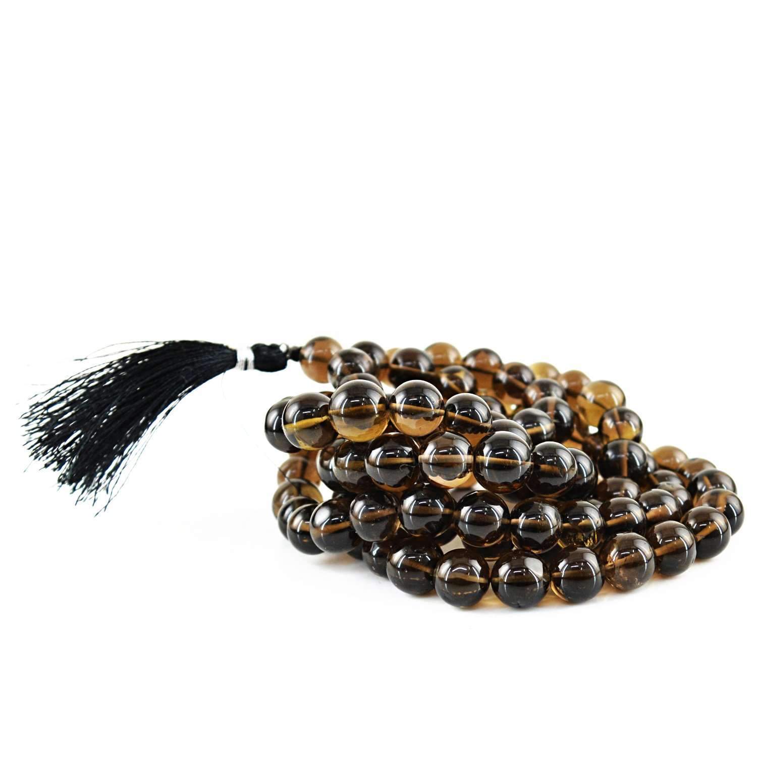 gemsmore:Smoky Quartz Prayer Mala Natural Untreated 108 Beads Necklace