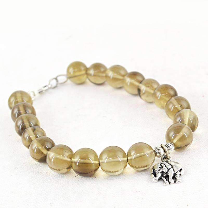 gemsmore:Smoky Quartz Round Beads Bracelet Natural Untreated Beads