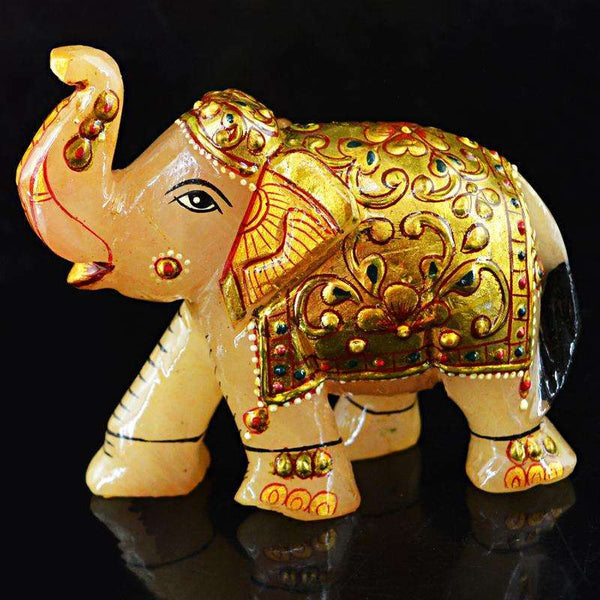 gemsmore:SOLD OUT :  Amazing Aventurine Enamel Painted Elephant