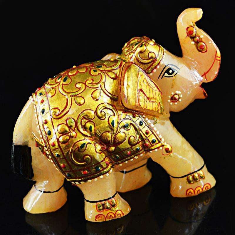 gemsmore:SOLD OUT :  Amazing Aventurine Enamel Painted Elephant
