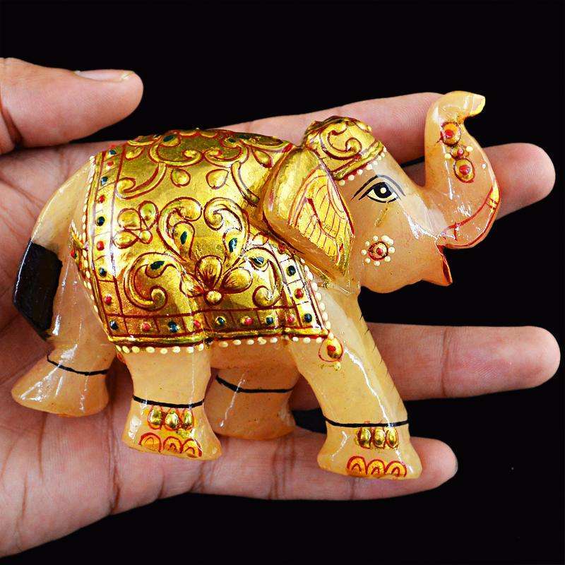 gemsmore:SOLD OUT :  Amazing Aventurine Enamel Painted Elephant