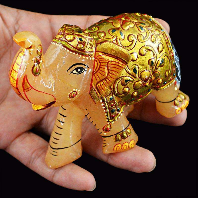 gemsmore:SOLD OUT :  Amazing Aventurine Enamel Painted Elephant