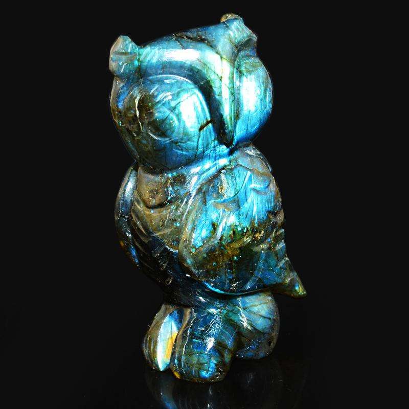 gemsmore:SOLD OUT : Amazing Blue Flash Labardorite Gemstone Owl
