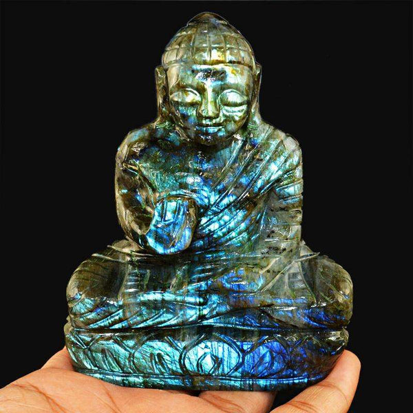 gemsmore:SOLD OUT : Amazing Blue Flash Labradorite Lord Buddha Idol