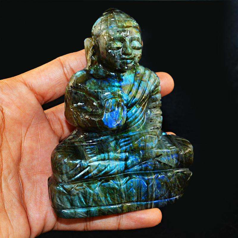 gemsmore:SOLD OUT : Amazing Blue Flash Labradorite Lord Buddha Idol