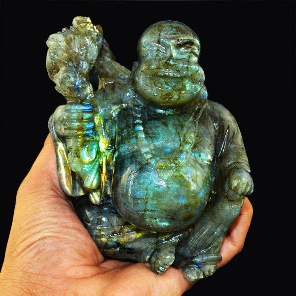 gemsmore:SOLD OUT : Amazing Flash Labradorite Laughing Buddha