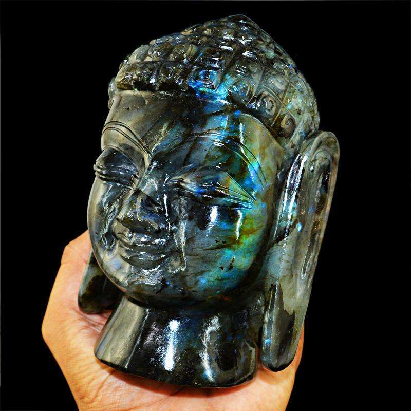 gemsmore:SOLD OUT :  Amazing Flash Labradorite Lord Buddha Head